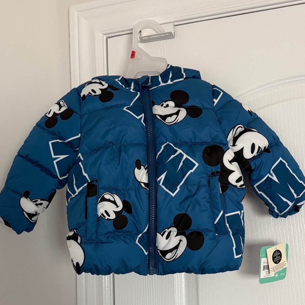 Disney Baby-Blue Mickey Mouse Puffer Jacket